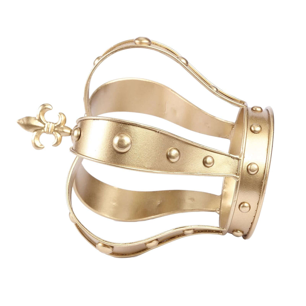 Metal Royal Crown Cake Topper 8" Gold Fleur-De-Lis Top - Refined Cake Centerpiece Decoration for Upscale & Royal-Themed Events