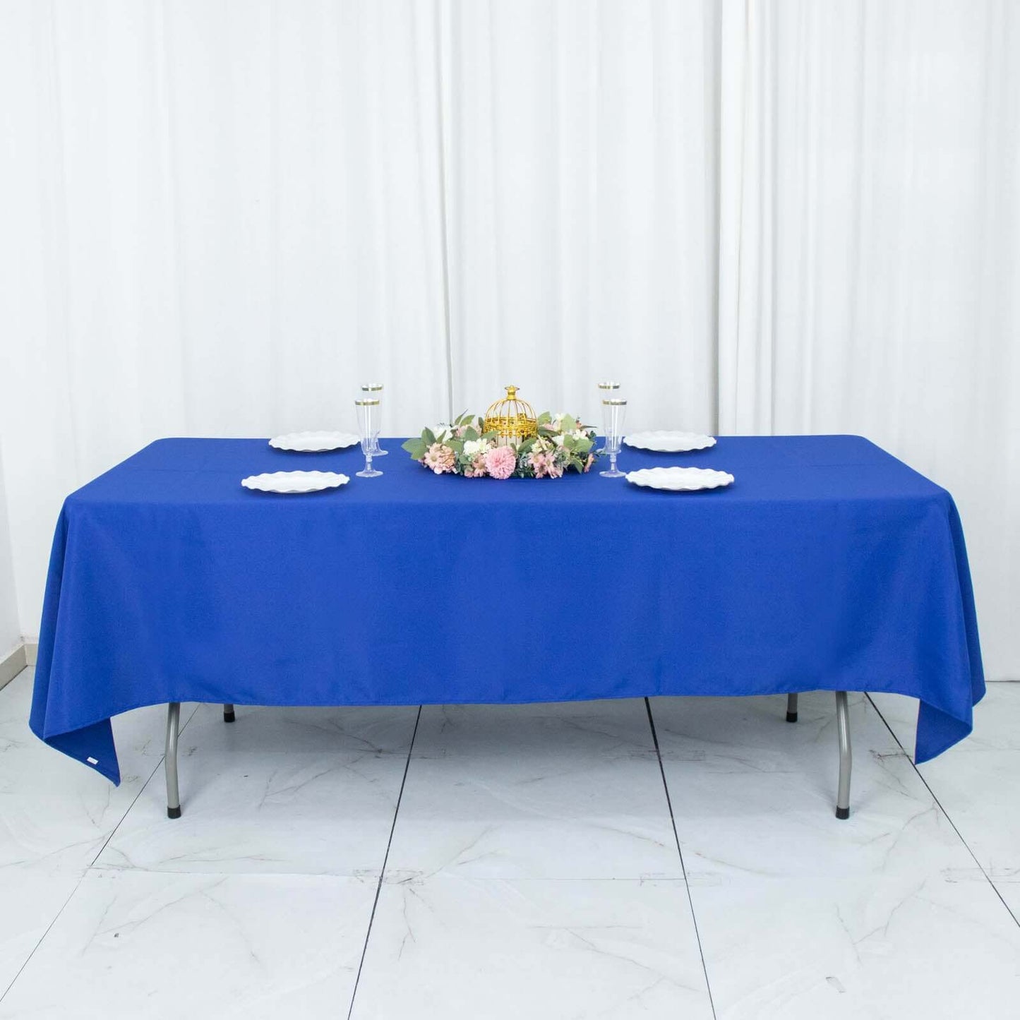 Premium Polyester 60"x102" Rectangle Tablecloth Royal Blue - Durable 220GSM Wrinkle-Resistant Table Cover