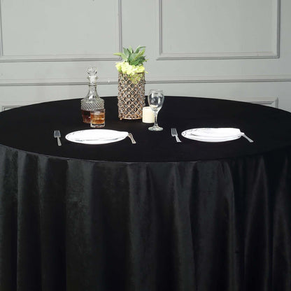 Premium Velvet 120" Round Tablecloth Black - Reusable Soft & Seamless Table Cover for Upscale Events