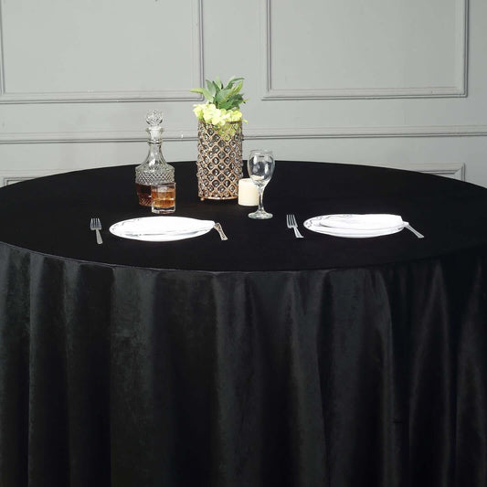 Premium Velvet 120" Round Tablecloth Black - Reusable Soft & Seamless Table Cover for Upscale Events