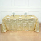 Sequin 90"x132" Rectangle Tablecloth Gold - Seamless Diamond Design for Upscale Events