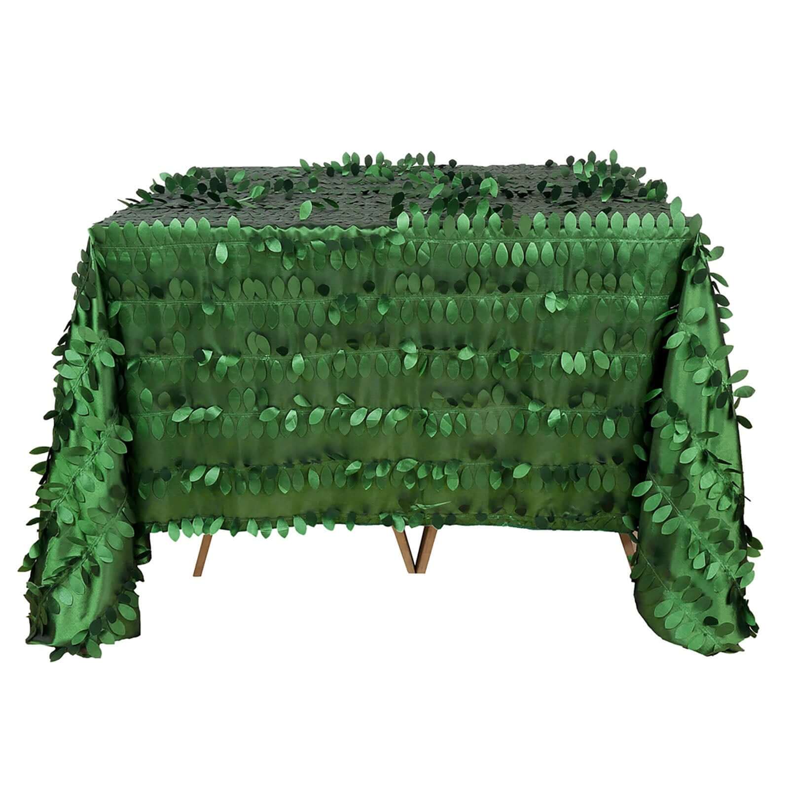 Taffeta 90"x90" Table Overlay Square Tablecloth Green - Leaf Petal Design for Stylish Celebrations
