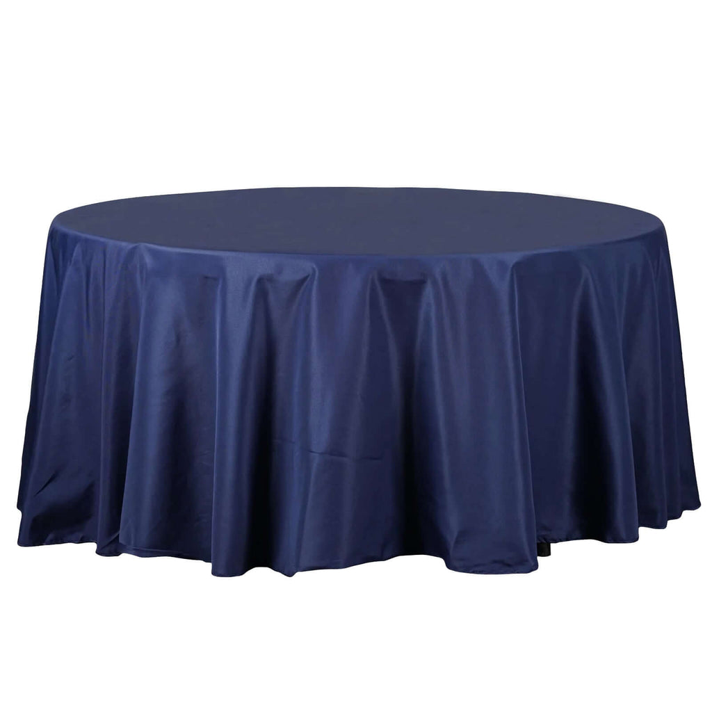 Polyester 120" Round Tablecloth Navy Blue - Seamless Wrinkle-Resistant Table Cover