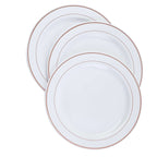 10-Pack Plastic Dinner Plates White with TrÃ¨s Chic Rose Gold Rim - Perfect Disposable Party Plates 10"
