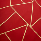 5 Pack Polyester 20"x20" Napkins Red with Gold Geometric Foil Pattern - Modern Reusable Dinner Napkins
