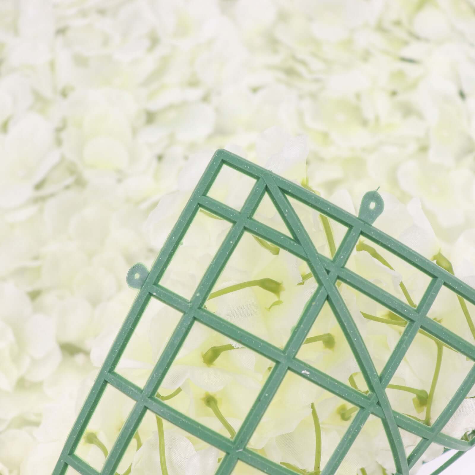 11 Sq ft. Cream UV Protected Hydrangea Flower Wall Mat Backdrop - 4 Artificial Panels
