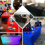 Stretch Spandex 6ft Rectangle Tablecloth Black - Durable Form-Fitting Table Cover for Events & Presentations