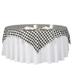 Polyester 70"x70" Square Tablecloth White/Black - Checkered Buffalo Plaid Design for Rustic Decor