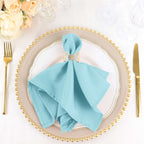 5 Pack Polyester 17"x17" Napkins Light Blue - Durable & Wrinkle Resistant Dinner Napkins