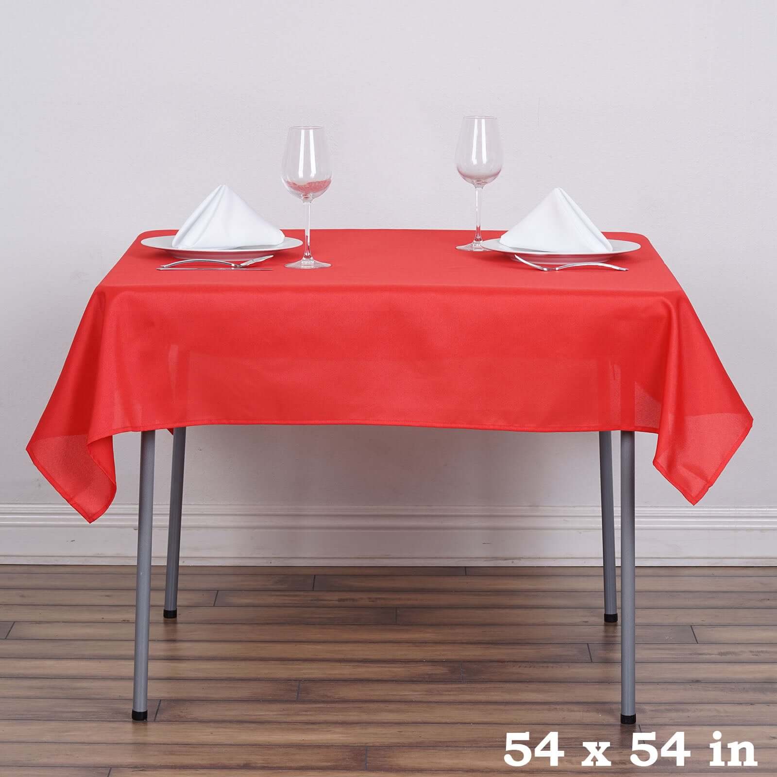 Polyester 54"x54" Table Overlay Square Tablecloth Red - Wrinkle-Resistant & Durable Table Cover