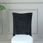 Velvet Chair Back Slipcover for Chiavari Chairs Black - Soft and Smooth Solid Chair Back Cover Cap for Weddings - Bell Racket Store