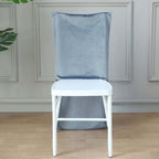 Velvet Chair Back Slipcover for Chiavari Chairs Dusty Blue - Soft and Smooth Solid Chair Back Cover Cap - Bell Racket Store