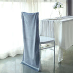 Velvet Chair Back Slipcover for Chiavari Chairs Dusty Blue - Soft and Smooth Solid Chair Back Cover Cap - Bell Racket Store