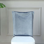 Velvet Chair Back Slipcover for Chiavari Chairs Dusty Blue - Soft and Smooth Solid Chair Back Cover Cap - Bell Racket Store