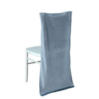 Velvet Chair Back Slipcover for Chiavari Chairs Dusty Blue - Soft and Smooth Solid Chair Back Cover Cap - Bell Racket Store