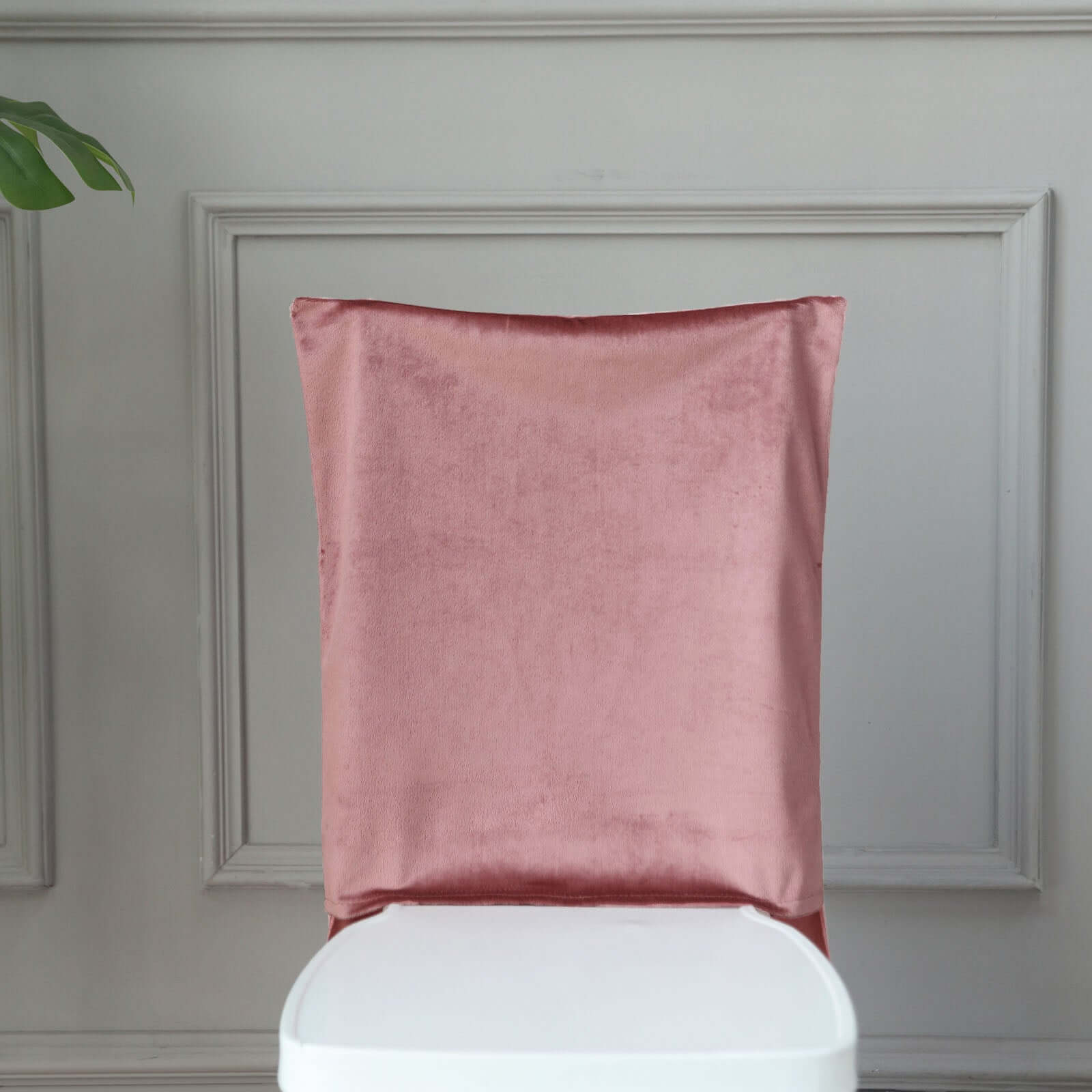 Velvet Chair Back Slipcover for Chiavari Chairs Dusty Rose - Soft and Smooth Solid Chair Back Cover Cap - Bell Racket Store