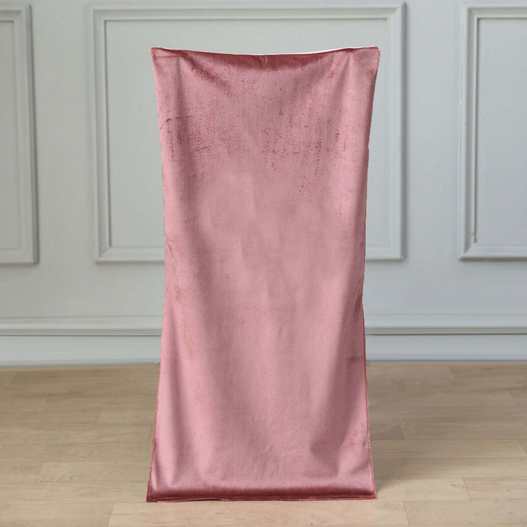 Velvet Chair Back Slipcover for Chiavari Chairs Dusty Rose - Soft and Smooth Solid Chair Back Cover Cap - Bell Racket Store