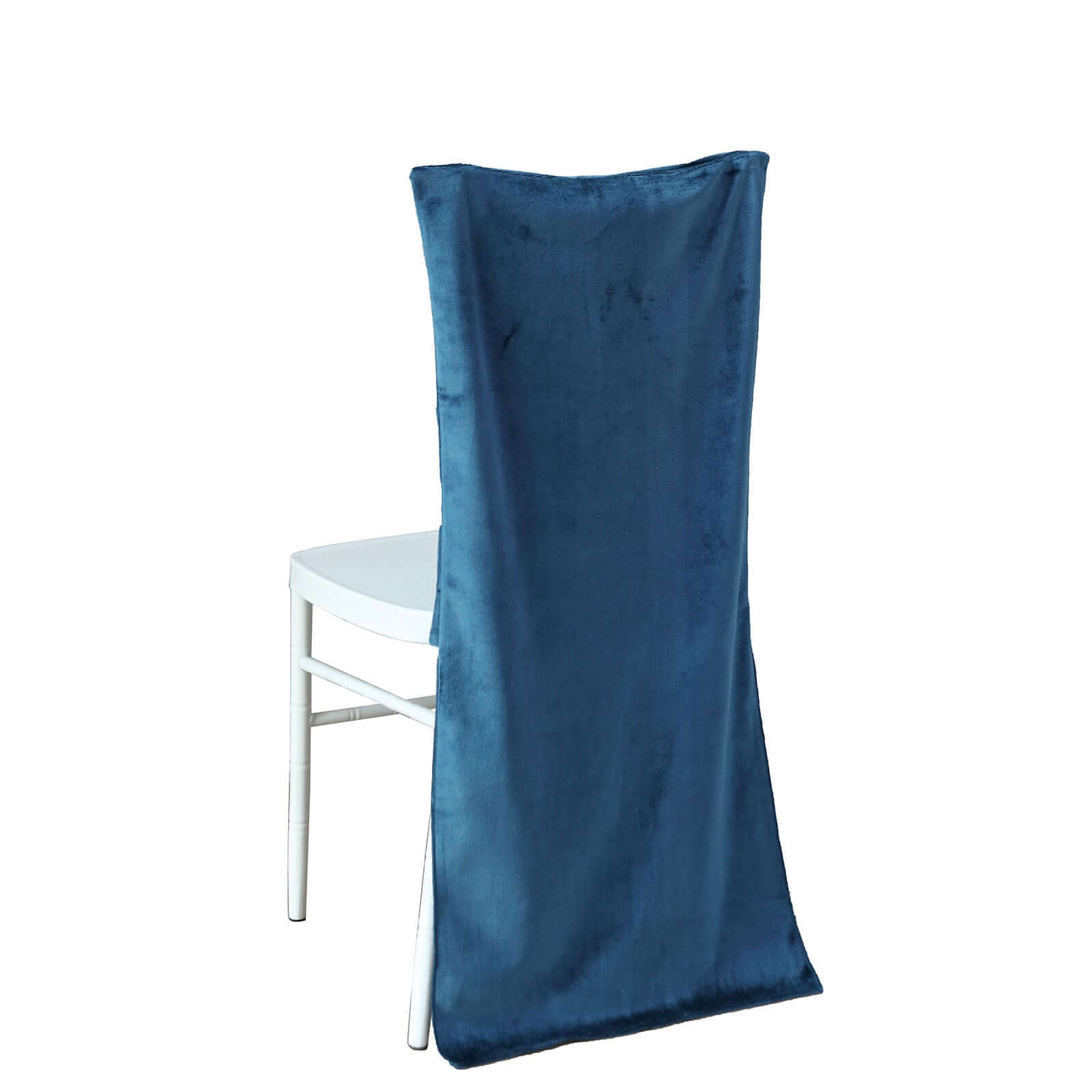 Velvet Chair Back Slipcover for Chiavari Chairs Navy Blue - Soft and Smooth Solid Chair Back Cover Cap - Bell Racket Store