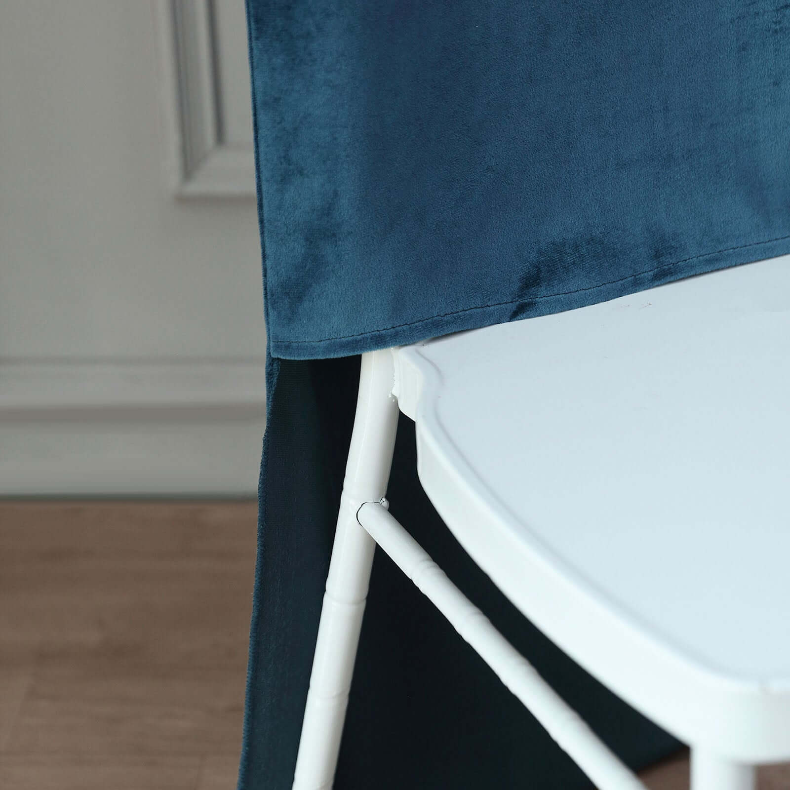 Velvet Chair Back Slipcover for Chiavari Chairs Navy Blue - Soft and Smooth Solid Chair Back Cover Cap - Bell Racket Store