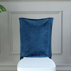 Velvet Chair Back Slipcover for Chiavari Chairs Navy Blue - Soft and Smooth Solid Chair Back Cover Cap - Bell Racket Store