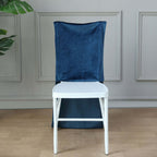 Velvet Chair Back Slipcover for Chiavari Chairs Navy Blue - Soft and Smooth Solid Chair Back Cover Cap - Bell Racket Store