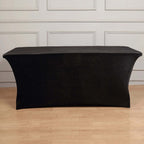 Velvet Spandex 6ft Rectangle Tablecloth Black - Fitted Wrinkle - Free Design for 72"x30" Tables - Bell Racket Store