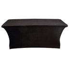 Velvet Spandex 6ft Rectangle Tablecloth Black - Fitted Wrinkle - Free Design for 72"x30" Tables - Bell Racket Store