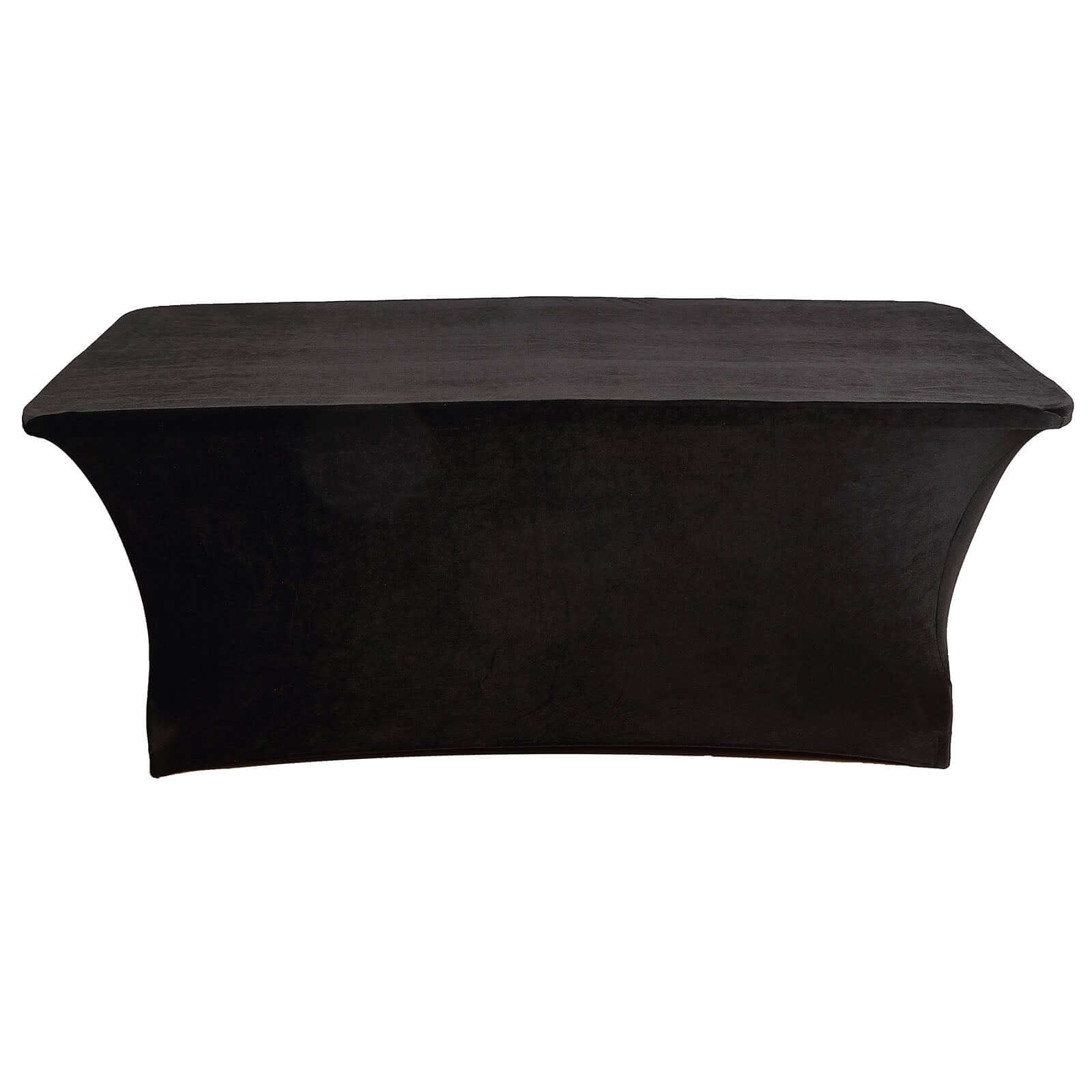 Velvet Spandex 6ft Rectangle Tablecloth Black - Fitted Wrinkle - Free Design for 72"x30" Tables - Bell Racket Store