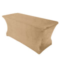 Velvet Spandex 6ft Rectangle Tablecloth Champagne - Fitted Wrinkle - Free Design for 72"x30" Tables - Bell Racket Store