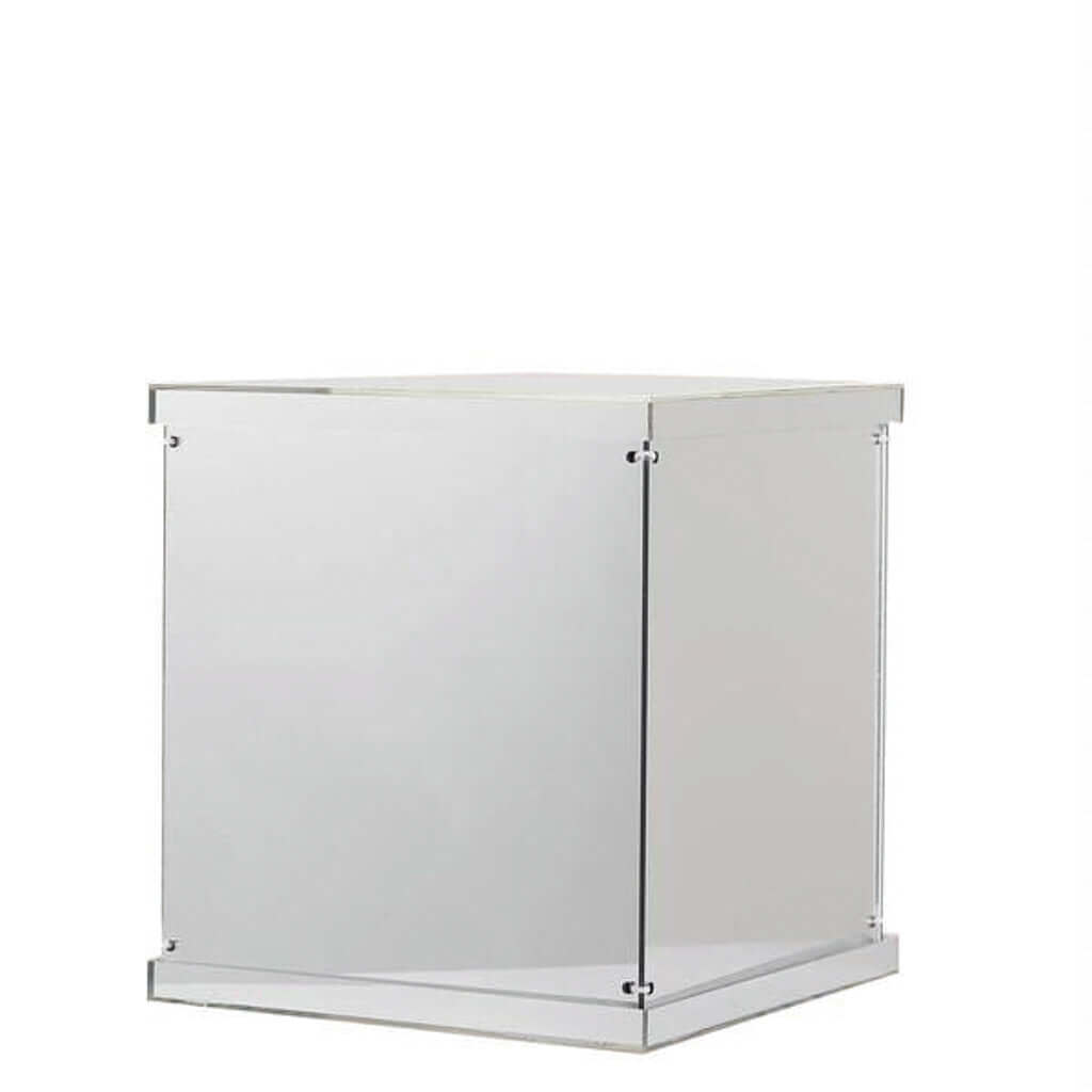 12" Silver Mirrored Acrylic Display Box, Pedestal Riser with Interchangeable Lid and Base