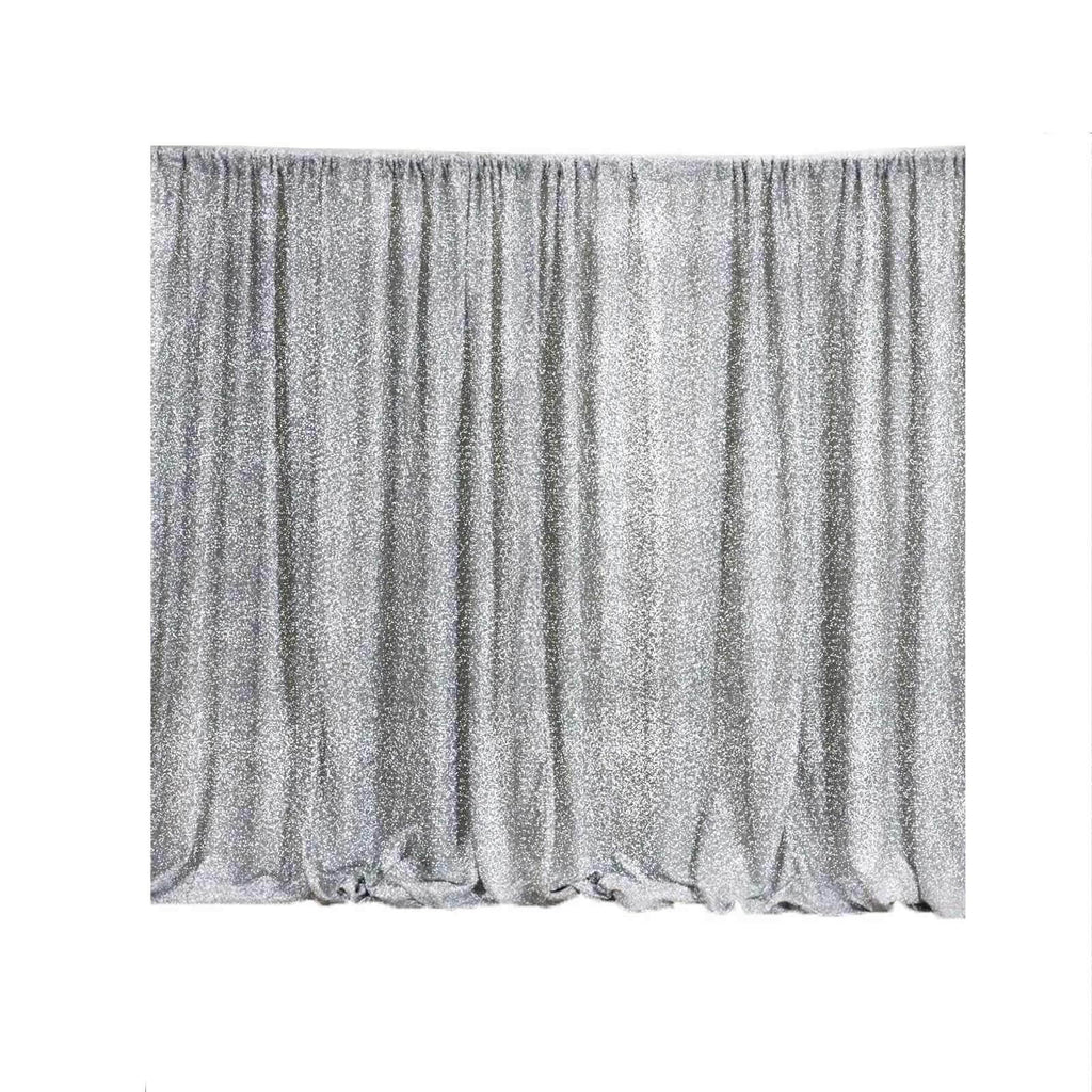 20ftx10ft Silver Metallic Shimmer Tinsel Event Curtain Drapes, Backdrop Event Panel