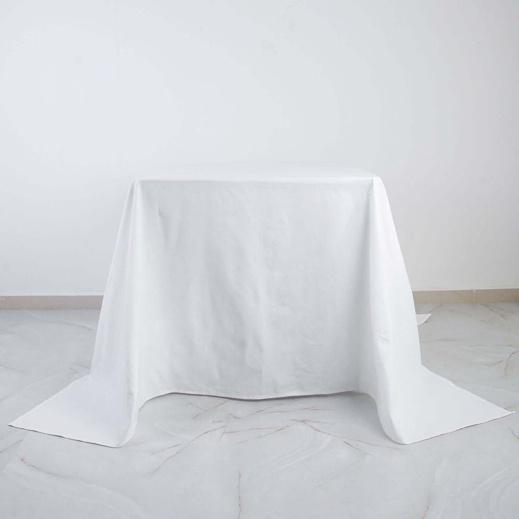 100% Cotton 90"x90" Square Tablecloth White Linen - Sophisticated, Soft & Breathable Fabric Table Cover