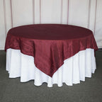 Taffeta 90"x90" Table Overlay Square Tablecloth Burgundy - Accordion Crinkle Table Cover