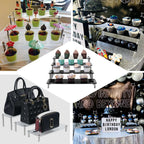 Set of 4 Premium Acrylic Dessert Display Stands Clear - Sleek Multi Level Buffet Riser Serving Tray Platter for Cupcakes Pastries & Appetizers