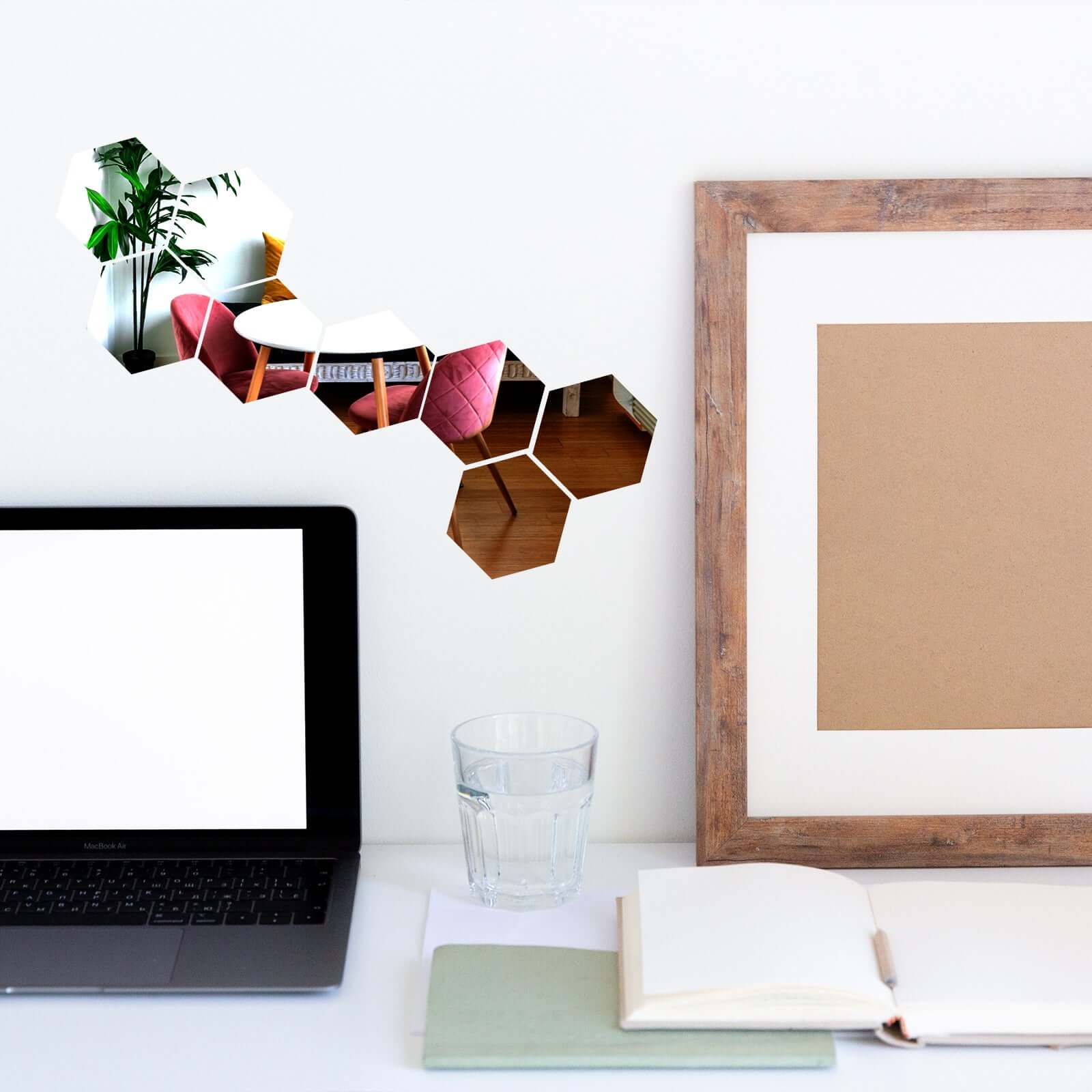 12 Pack Hexagon Acrylic Mirror Wall Stickers, 5" Removable Wall Decals For Home Decor