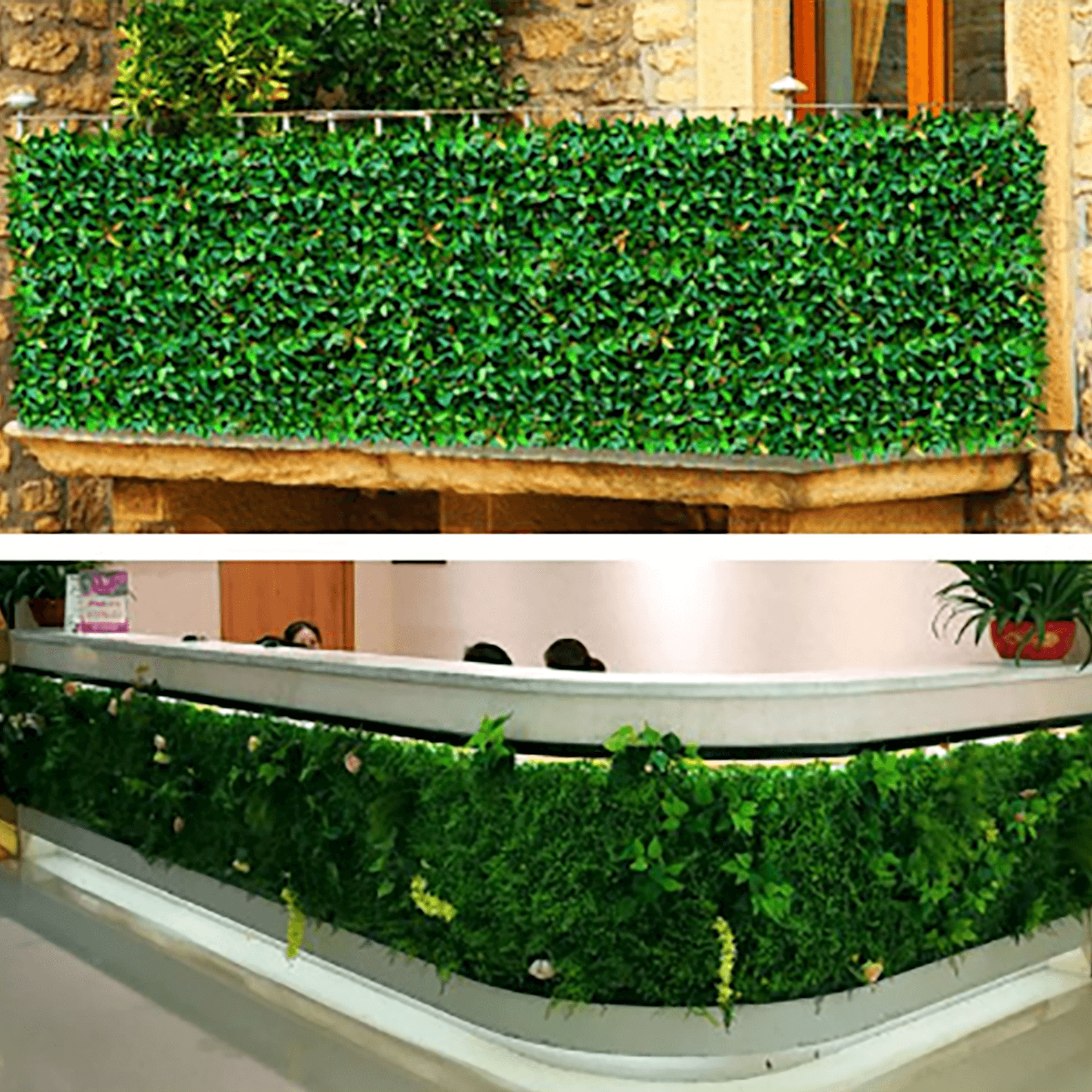 11 Sq ft. Dark Green Boxwood Hedge Garden Wall Backdrop Mat - 4 Artificial Panels