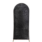 5ft Black Shimmer Tinsel Spandex Chiara Backdrop Stand Cover For Fitted Round Top Wedding Arch