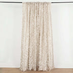 8ftx8ft Beige 3D Leaf Petal Taffeta Event Curtain Drapes, Backdrop Event Panel With Rod Pocket