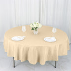 Polyester 90" Round Tablecloth Beige - Stain & Wrinkle-Resistant Table Cover