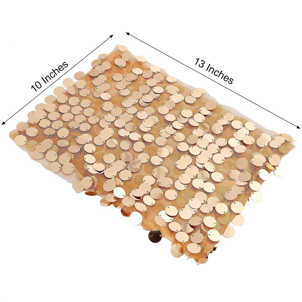 5 Pack Big Payette Sequin 13"x10" Chair Sash Bands Gold - Stylish Glittering Decor for Weddings & Gatherings