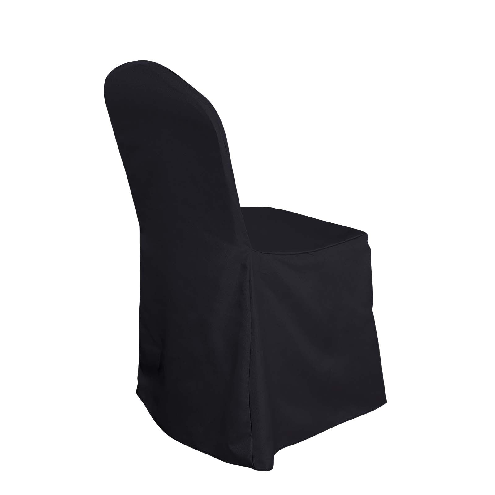 Polyester Slip On Banquet Chair Covers Black - Stain-Resistant Reusable Durable Fabric