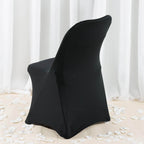 Premium Spandex Chair Cover with Foot Pockets for Folding Chairs Black - Stretch Fitted 220GSM Fabric