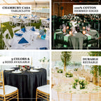 100% Cotton 120" Round Tablecloth Black Linen - Seamless, Soft & Breathable Table Cover