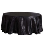 Satin 108" Round Tablecloth Black - Smooth and Lustrous Table Cover for Weddings & Events