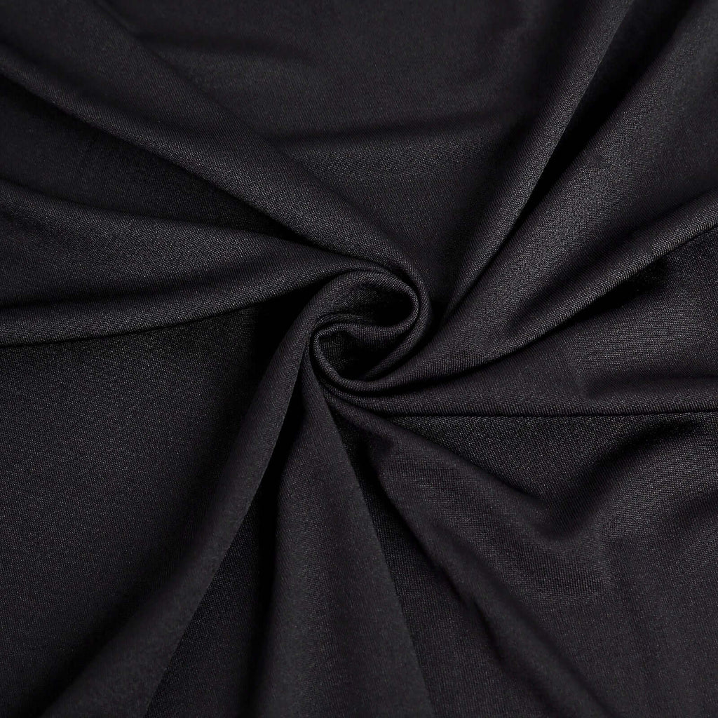 Spandex 30" Round Cocktail Table Cover Skirt Black With Natural Wavy Drapes