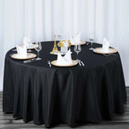 Premium Polyester 120" Round Tablecloth Black - Seamless 220GSM Wrinkle-Resistant Design for Classy Events