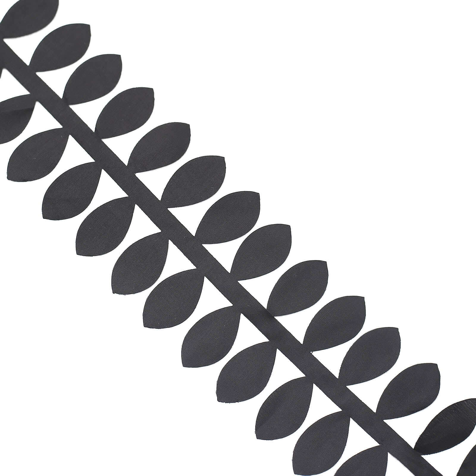 Taffeta Ribbon Sash with 4" Leaf Petal Design Black 50ft - Sophisticated Artificial Fabric Garland for Events