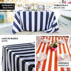 Satin 60"x102" Rectangle Tablecloth Black/White - Stripe Design with Stylish Smooth Finish Table Cover