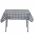 Polyester 54"x54" Square Tablecloth White/Black - Checkered Buffalo Plaid Design for Casual Table Settings