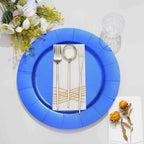 10-Pack Disposable Round Charger Plates in Royal Blue with Leathery Texture - Durable 1100GSM Cardboard Placemats 13"